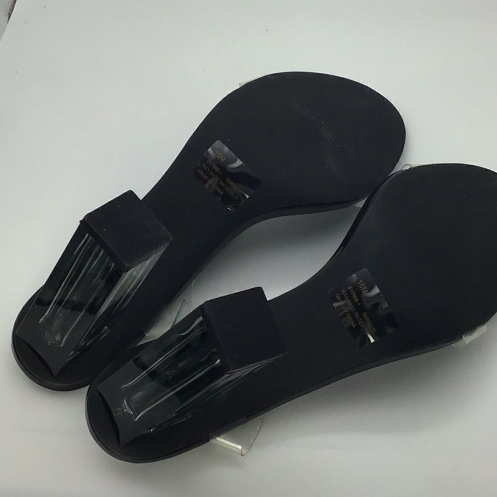 Clear Slip On Cape Robbin Heel Sz 10 Acrylic Black Lucite Ankle Strap Sandal NEW - Picture 8 of 11